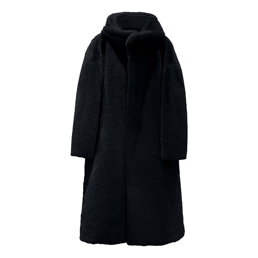 Fashion Casual Women's Sheep Shearing Stitching Coat Women's Mid-length Wool Coat