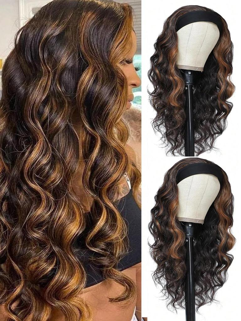 Bybrana Ladies Gradient Color Big Wave Midpoint Synthetic Hair Daily Wear