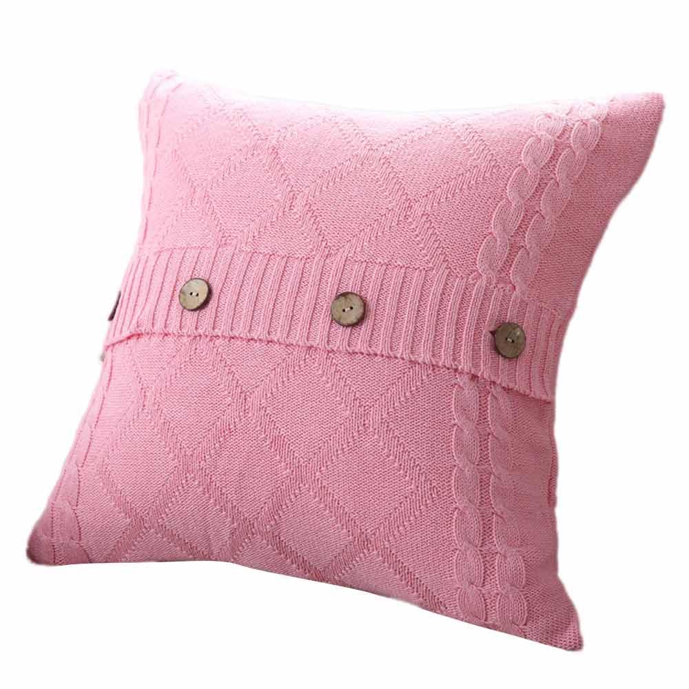 Knitting Button Fashion Throw Pillow Cases Cafe Sofa Cushion Cover Home Decor
