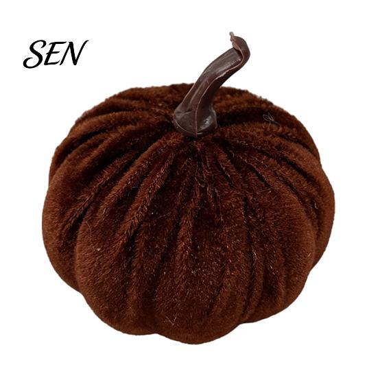 Halloween Table Centerpieces Small Artificial Velvet Pumpkin Decoration, Fall Thanksgiving Soft Stuffed Seasonal Floral Scene Accents Ornament, Autumn