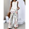 Women's Loose Fit Two Piece Outfit Sleeveless Tank Top High Waist Wide Leg Pants Set With 3D Abstract Print For Casual Summer Daily Wear