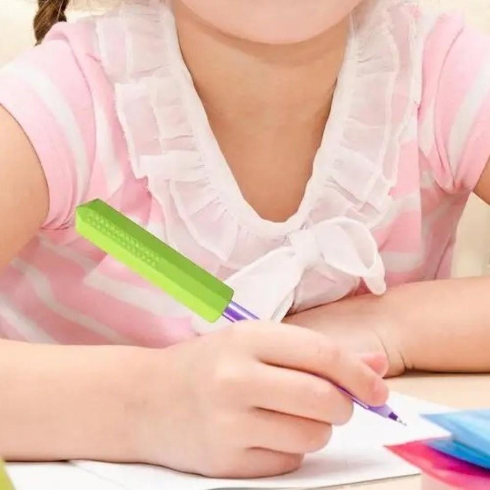 2pcs/set Silicone Teether Pencil Cap Eco-Friendly Pencil Protective Case  Kids Student Supplies