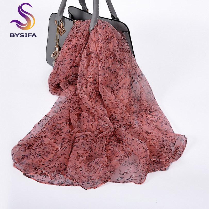 [BYSIFA]  Silk Scarf Hijabs Women Fashion Brand Summer Beach Cover-ups Ladies Navy Blue Neck Scarves 100% Silk Long Scarves