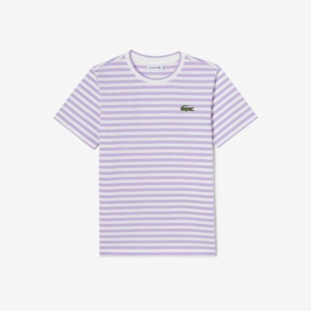 

Lacoste Женская полосатая футболка с коротким рукавом [светло-фиолетовая] 034