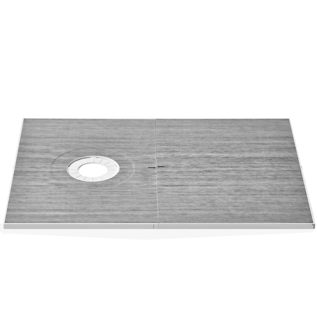 Shower Curb Kit, 1524x965mm Shower Pan Kit with 160mm Offset Drain, Lightweight EPS Shower Installation Kits with 2 Waterproof Cloths, Shower Pan