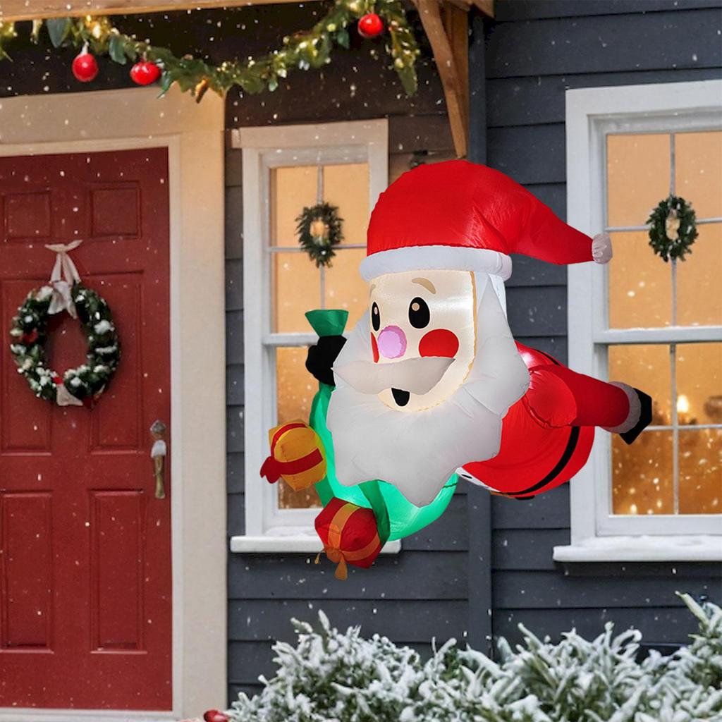 Polyester Inflatable Christmas Santa with LED Lights Large Weatherproof Decor for Outdoor Festive Party