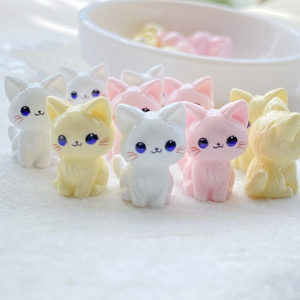 10Pcs Resin Cartoon 3D Cute Cat Series Flat Back Scrapbooking DIY Jewelry Craft Decoration Accessories
