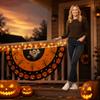 Happy Halloween Half Round Bunting Pumpkin Theme Outdoor Garden Party Decoration, 45cm/17.7 in
