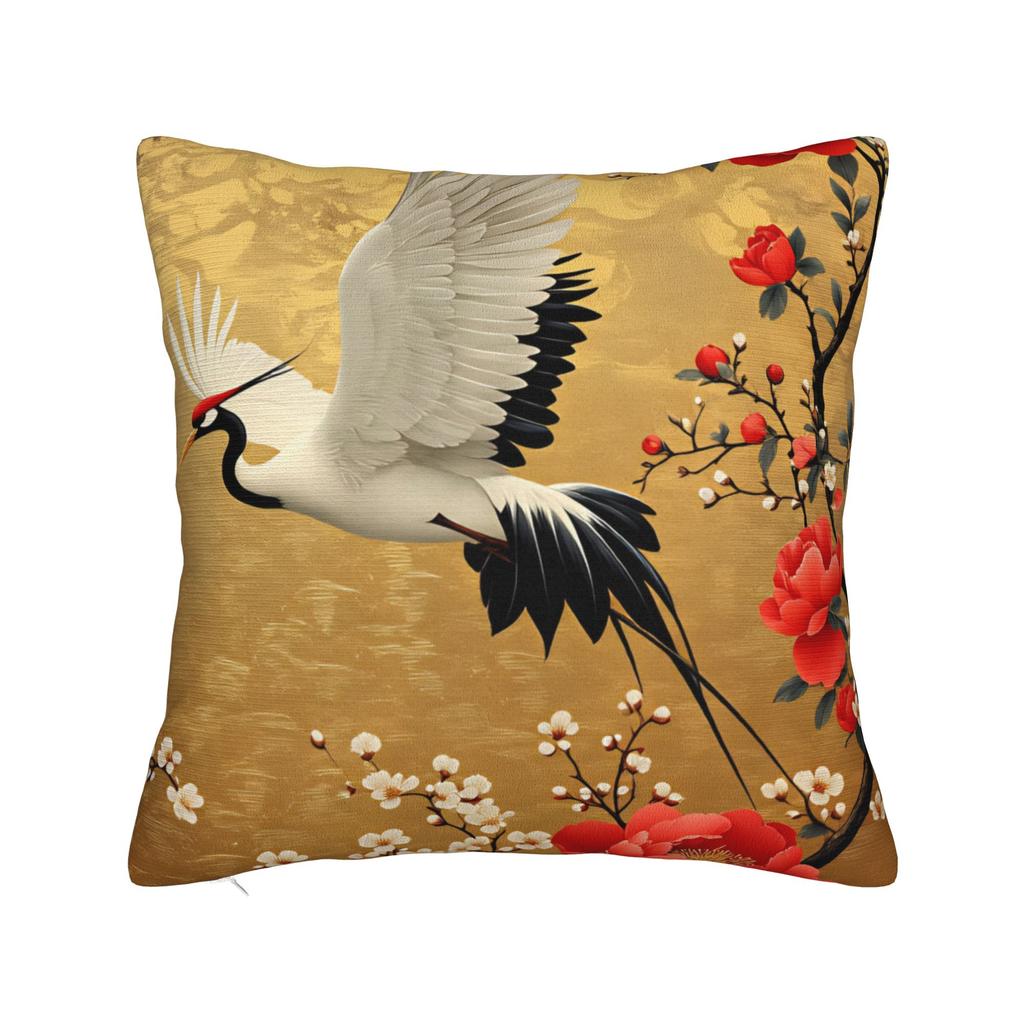 Chinese Style Crane Pillow Case Print Pillow Cover Funny Pillowcases For Sofa Car Home Decor
