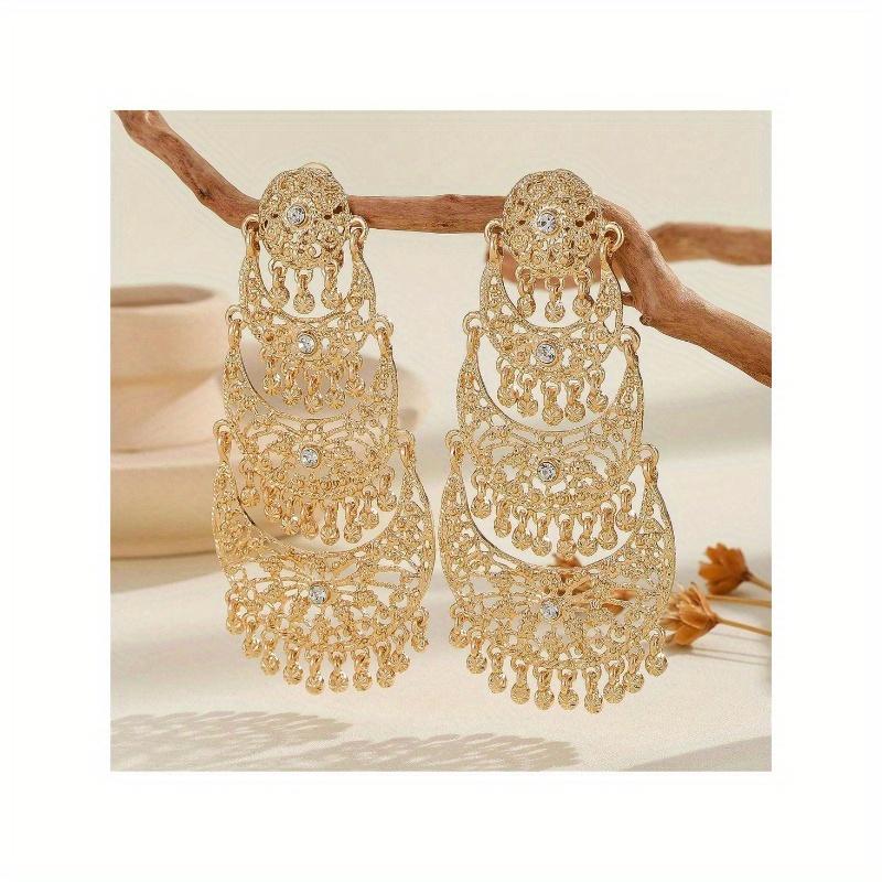 1 Pair of Long Hollow Design Earrings, Perfect for Women To Wear At Parties, Weddings, Dates, or As Gifts