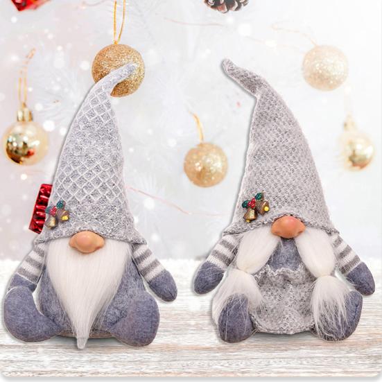 Weihnachten grau Gnome Weihnachten volle Puppe handgemachte spitze Hut Glocke Bart Zopf niedlich Desktop sitzend