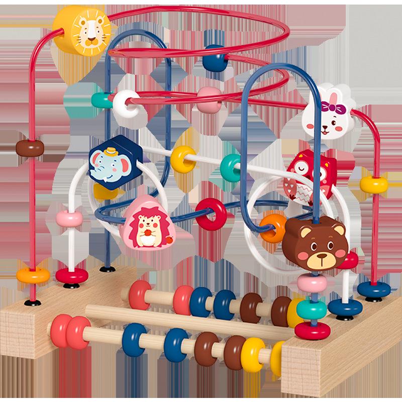 

Kids Wooden Animal Fruit Bead Maze & Educational Building Blocks Toy