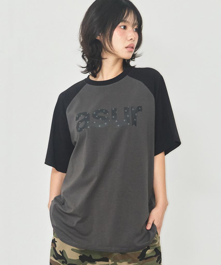 Aejeuyua Logo Raglan T-Shirt Charcoal