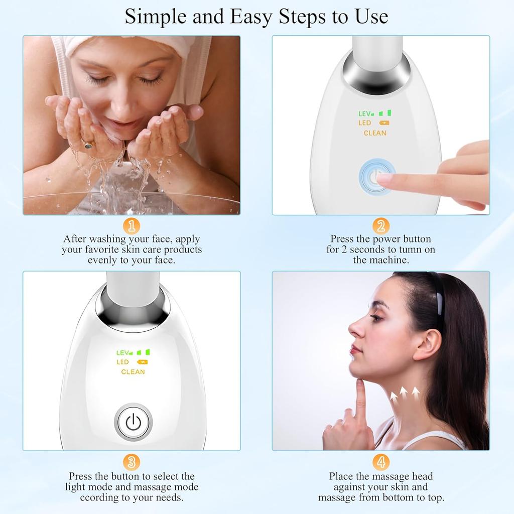 Neck Massager Face Sculpting Tool Three Light Modes Electric Skin Tightening Device LED Photon Beauty Instrument for Wrinkles