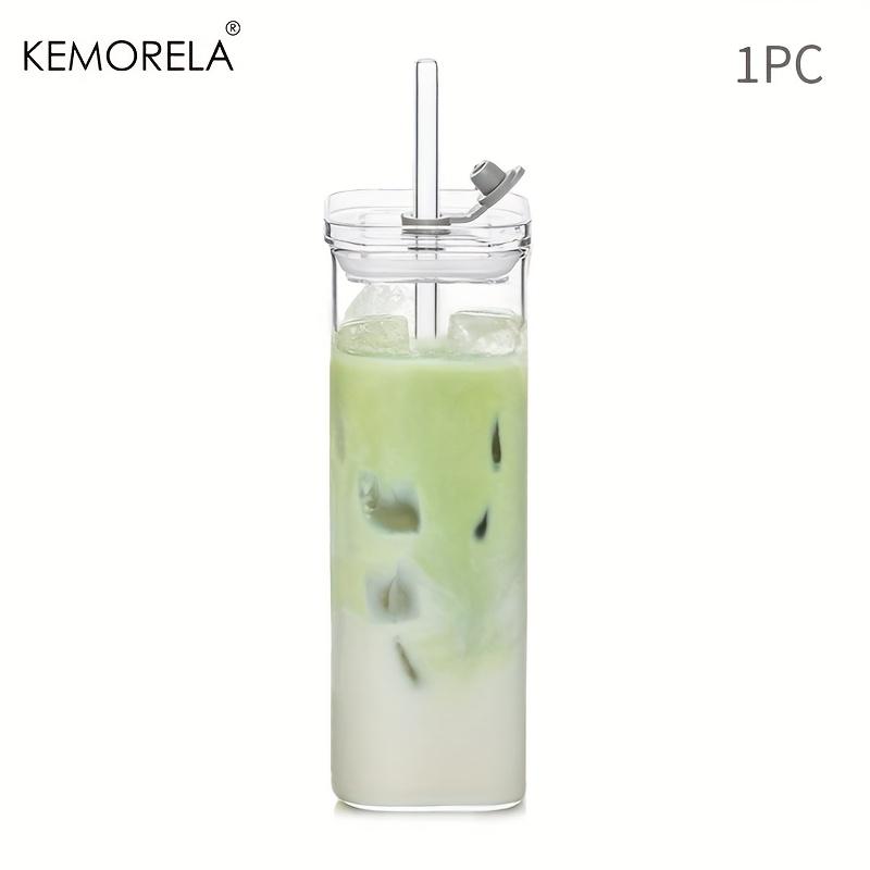 1/2PCS Modern Square Tumbler Glasses Clear Highball & Old Fashioned Cocktail Glasses with Straws for Iced Coffee Juice Beer Milk