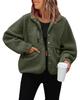 Damen Fleecejacke, Herbst Winter Lässiger Sweatshirt Mantel, Sportliche Lockere Warme Oberbekleidung