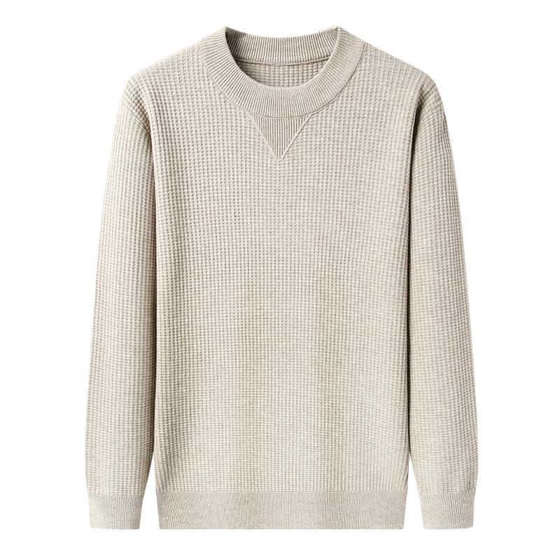 Men's Douyin Bestseller Autumn/Winter Knitwear: Trendy Round Neck Solid Color Jacquard Thick Sweater