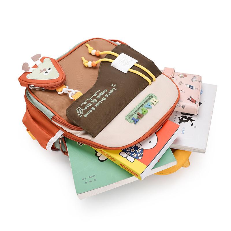 Schoolbag Backpack Kindergarten Contrast Color Cute Fun Lightweight Burden Reduction Children's Backpack Large Capacity School Bag Traveling