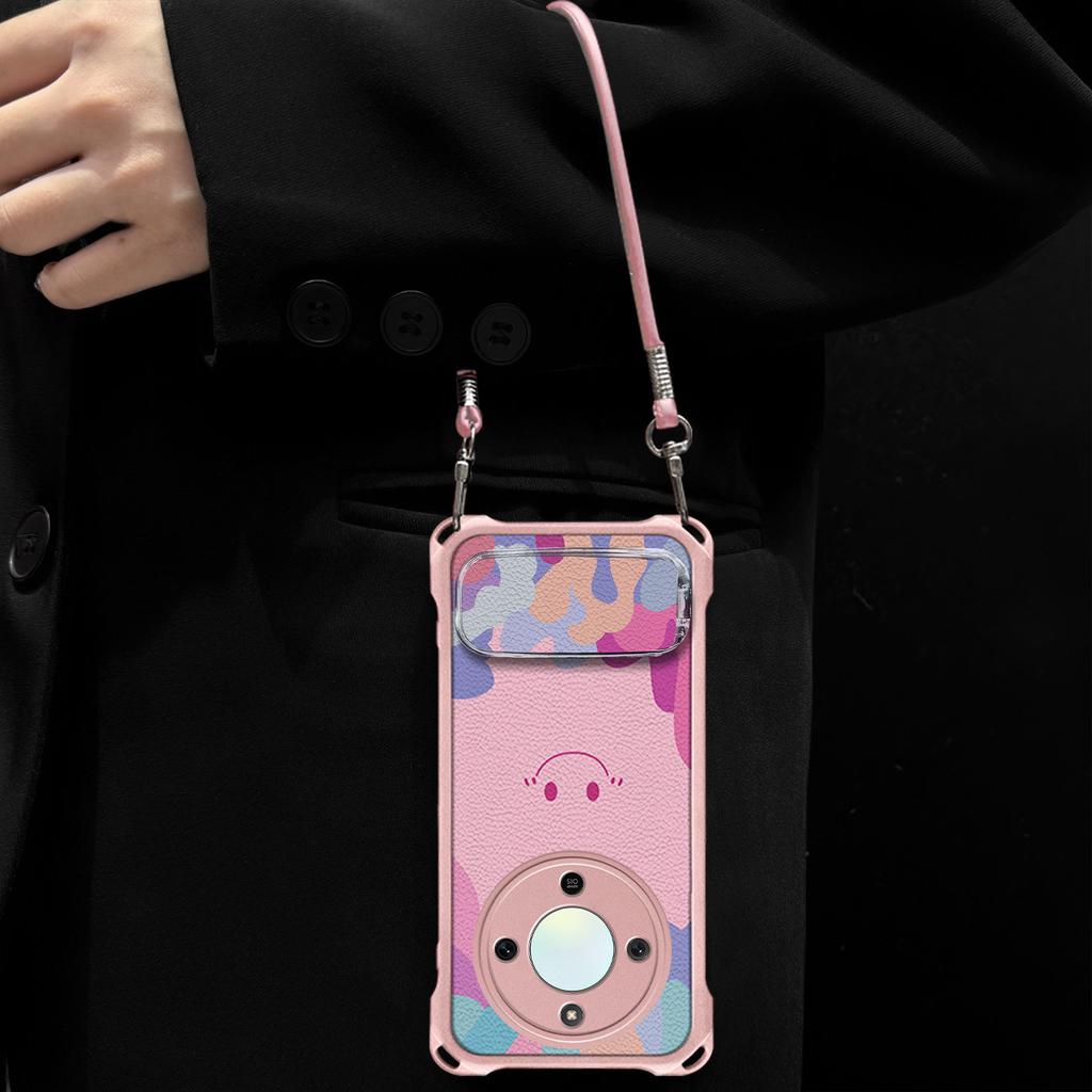 Smiley face is suitable for Honor X70 mobile phone case Honor x60 bracket X50 simple pink X40i anti-drop x30 soft case female