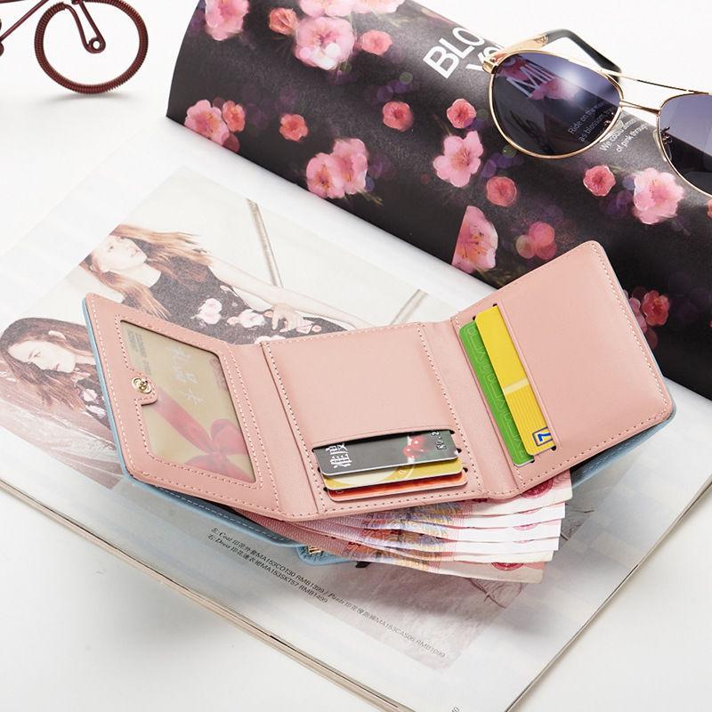 Women's Mini Korean Style Folding Wallet - Cute, Multi-Card Slot Coin Purse for Students