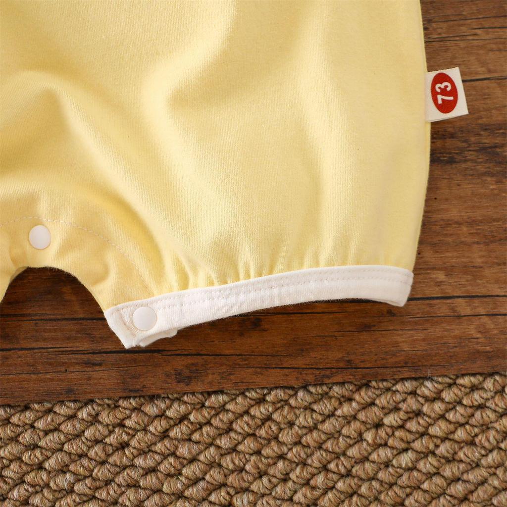 Korean Style Summer Baby Romper: Cute Short Sleeve Cartoon Bodysuit for Energetic Boys and Girls, Ages 0-2.