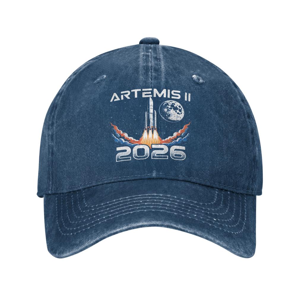 Artemis II Launch Back To The Moon Baseball Cap Unisex Style Distressed Denim Snapback Hat Space Outdoor Workouts Soft Hat