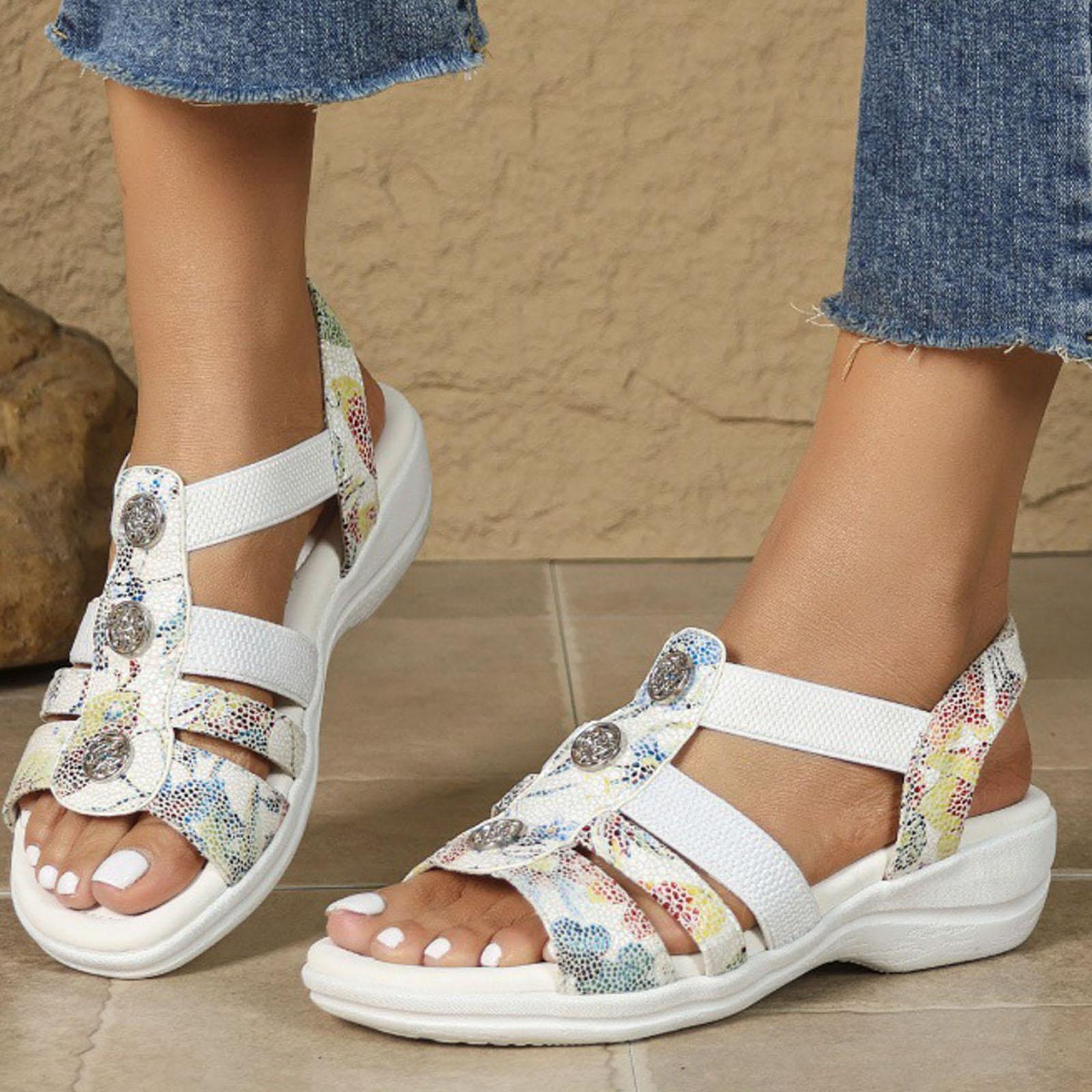 

Colorful Printed Shoes Upper Metal Decoration Women S Wear Outdoor Height Increasing Casual Shoe Sandalias De Mujer Verano 2026 36 білий