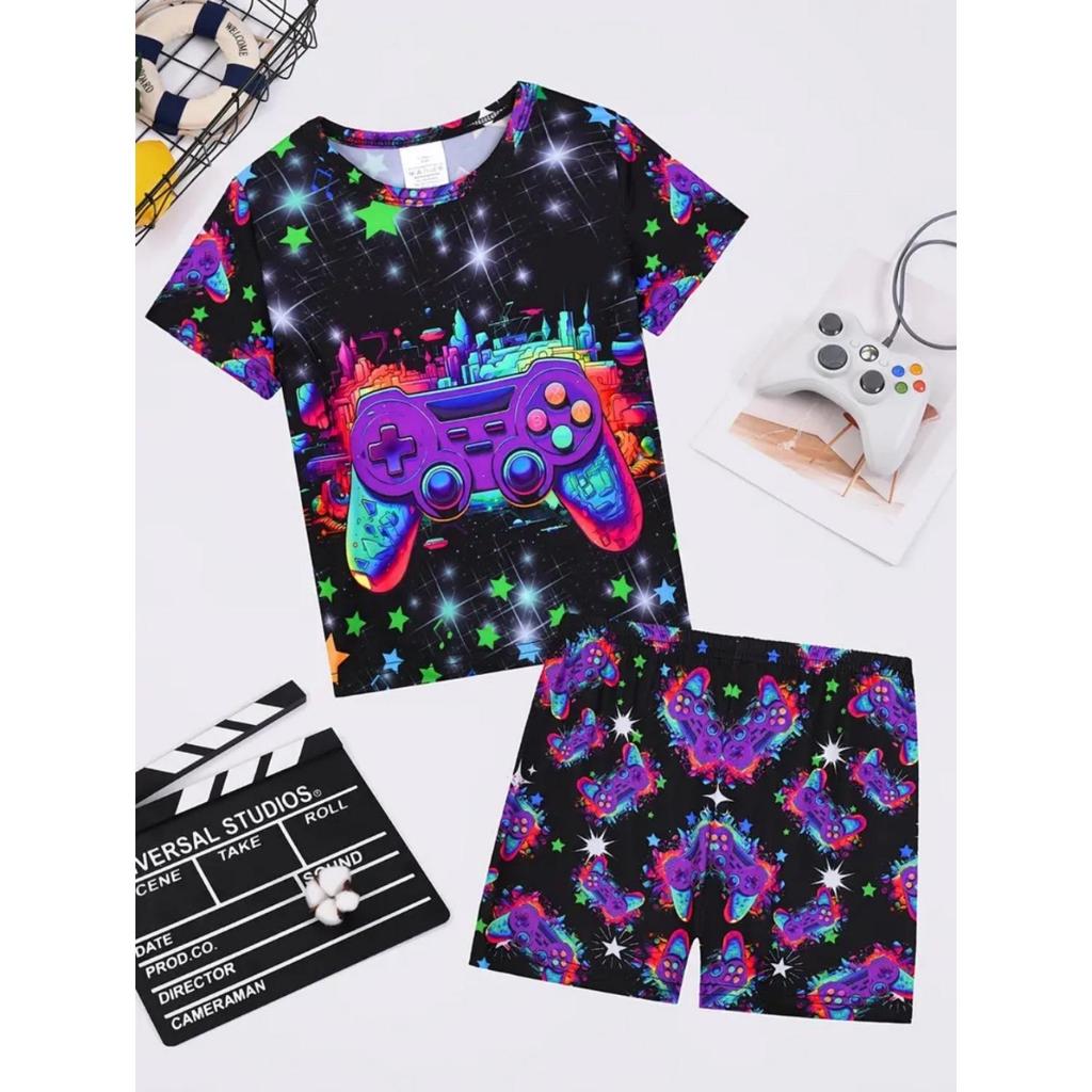 Boys' printed children's top and bottom, children's street casual children's clothing set