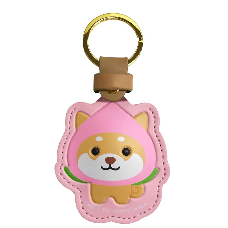 

[LamPlanning] [Traveling Mameshiba] PU leather case key ring key ring air tag AirTag smart tracker (Momo)