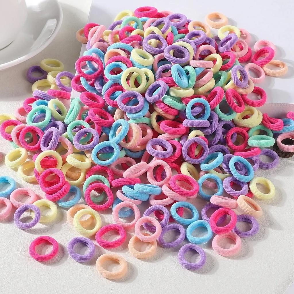 100PCS New Basic Nylon Ealstic Hair Ties for Girls Colorful Hair Band Ponytail Holder Scrunchie Rubber Band Kid Hair Accessories
