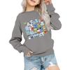 Kids' Fashion Loose-Fit Casual Long-Sleeve Christmas Print Oversized Crewneck Sweatshirt