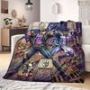 JOJO Fresh Cartoon Flannel Blanket, Printed Pattern for Chairs, Cozy Home Decor for Bed, Outdoor Picnic Throw_LIAN