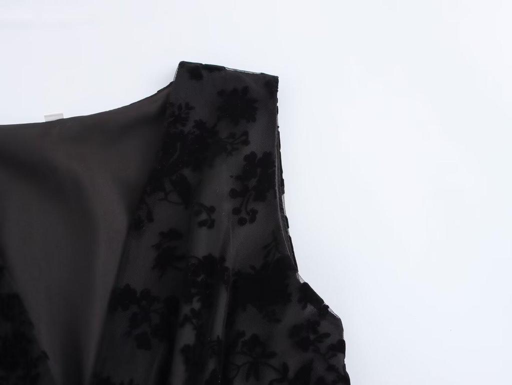 2025 Spring Women's European & American Style Sleeveless V-neck Slim Layered Dress