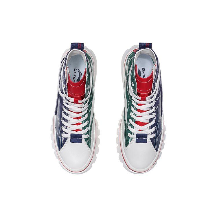 Li Ning Textile, TPU Cushioning Slip Resistant Abrasion Resistant High Top Casual Shoes Women's Blue AGCP388-16