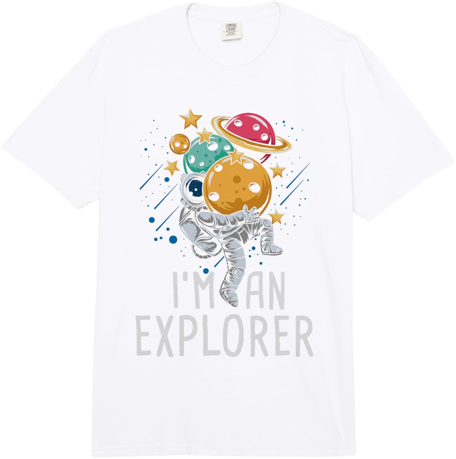 Astronaut Bowling Planets Explorer Graphic Print Casual Mens Cotton Short Sleeve TShirt S