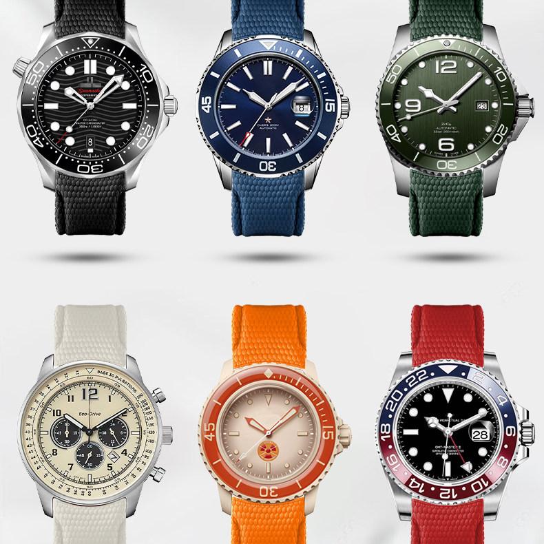 Curved arc-shaped fluororubber Watch strap for original OMEGA X Swatch X Blancpain Scuba Fifty Fathoms MoonSwatch FKM watchband