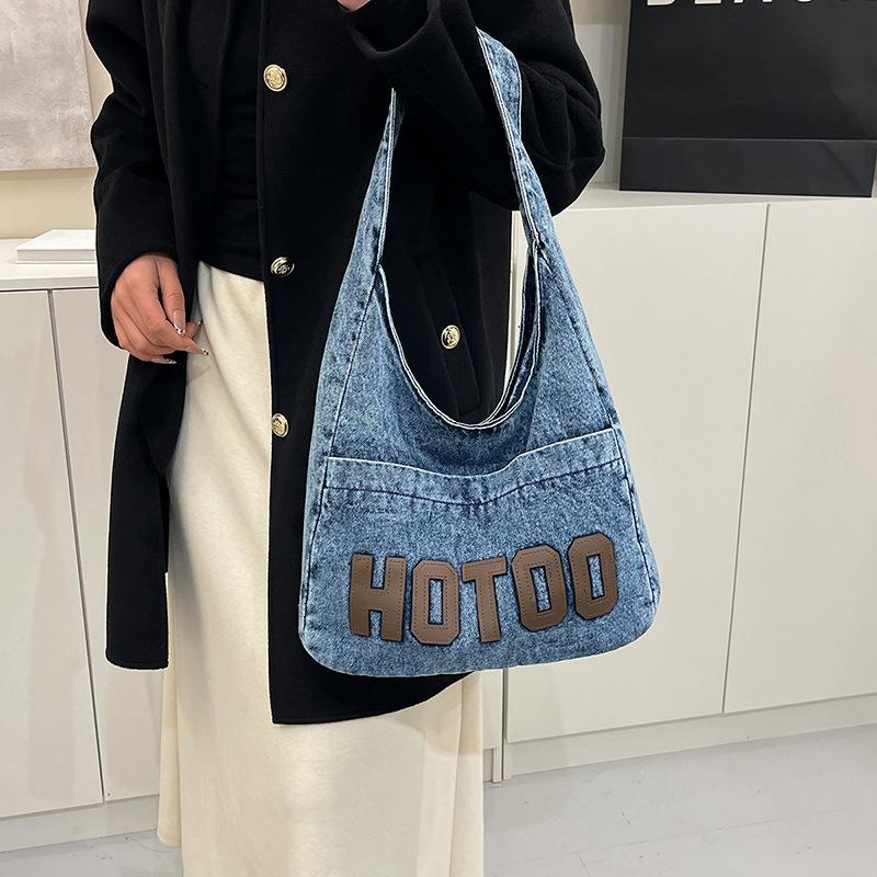 Denim Bag Women Fashion Casual Art Canvas Shoulder Bag Underarm Tote Bag