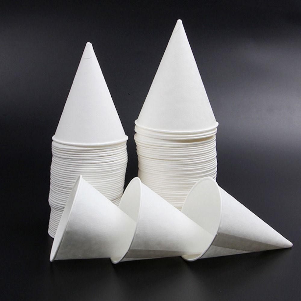 200pcs Leakproof White Paper Cone Cups 3.7/4.5 OZ Shaved Ice Cups Practical Cone Paper Cups  Parties