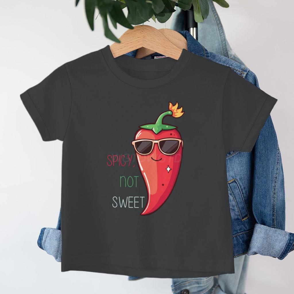 Funny Chili Tshirts for Children Chili Spicy Not Sweet Graphic Design Kids Tshirt Cartoon Clothes Child Girl Boy Casual Tops