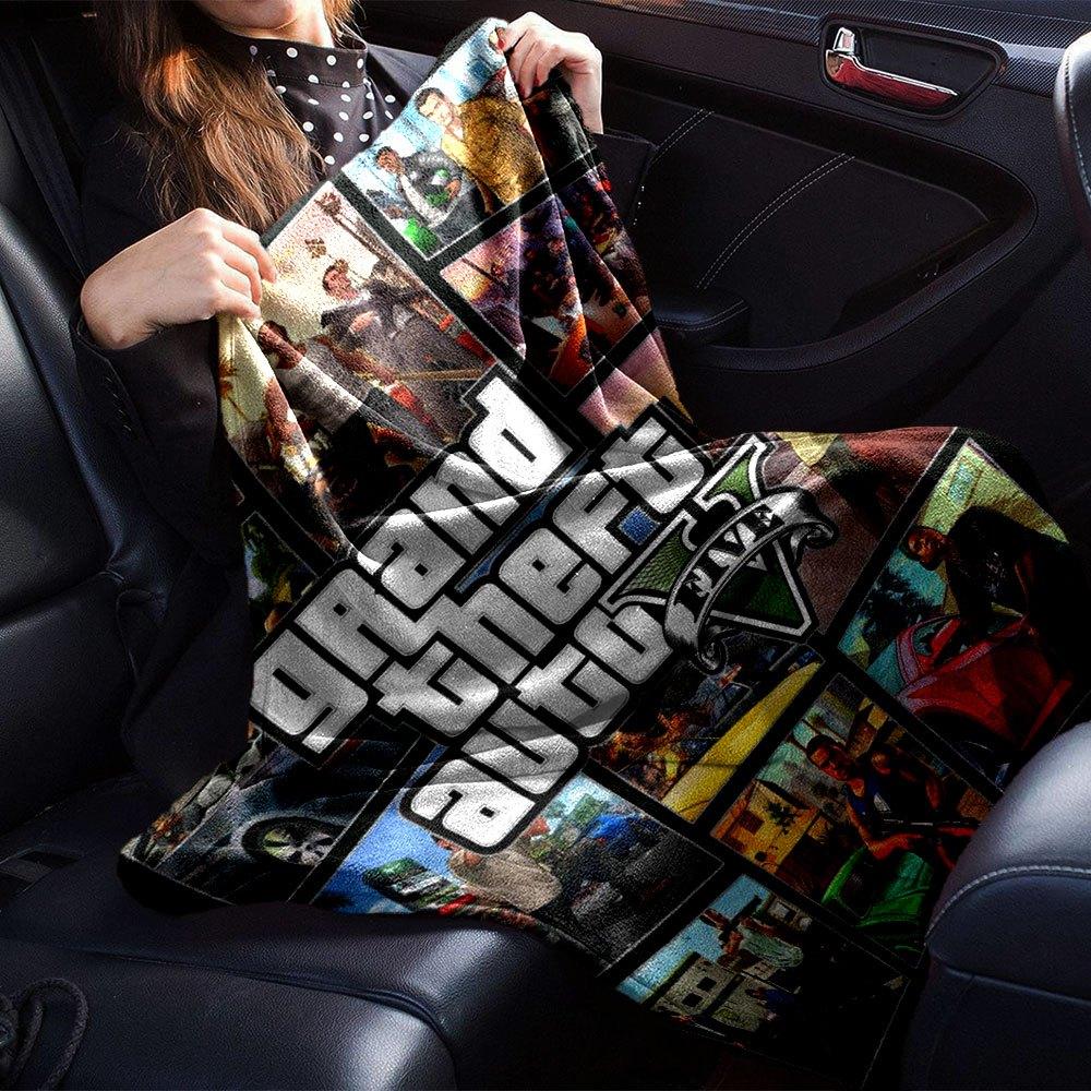 1ks Měkká flanelová deka Grand Theft Auto s designovým potiskem Útulná deka pro všechna roční období, ideální na pohovku, postel, do kanceláře