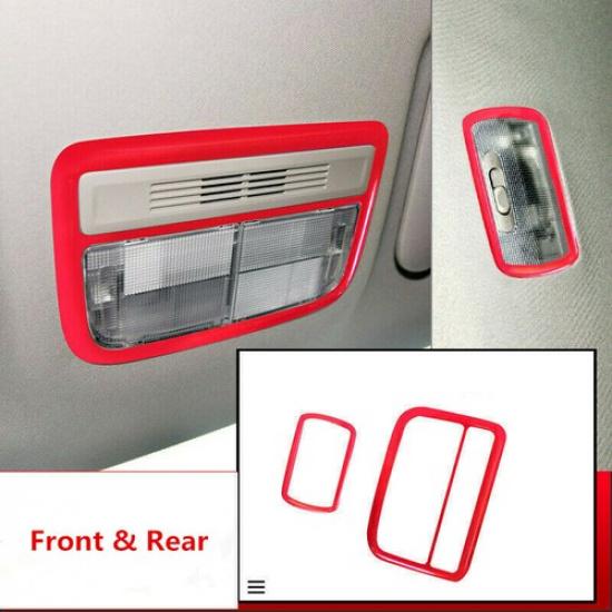 Red Front & Rear Reading Light Lamp Frame Cover Trim for Honda Civic 2016-2021