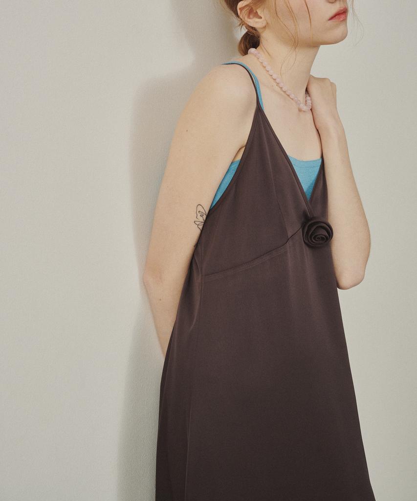 Melly And Rose Rose Corsage Sheer Long Dress (315302)_Brown
