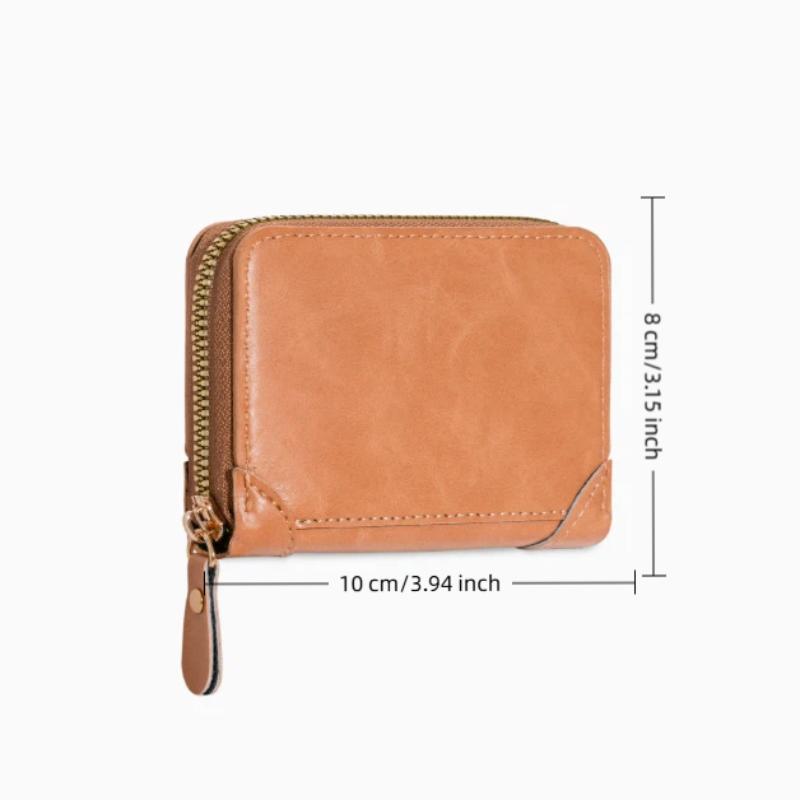 1Pcs Short Organ Card Bag Men'S Leather Zipper Wallet Large Capacity Multi-Card Holder Wallets Coin Cash Purse