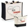 Tote Bag - PLANETEE - Duo Cabas Jute Et Trousse «Pilote Irremplaçable» - Jute & Cotton - HD DTF Printing - Made In France