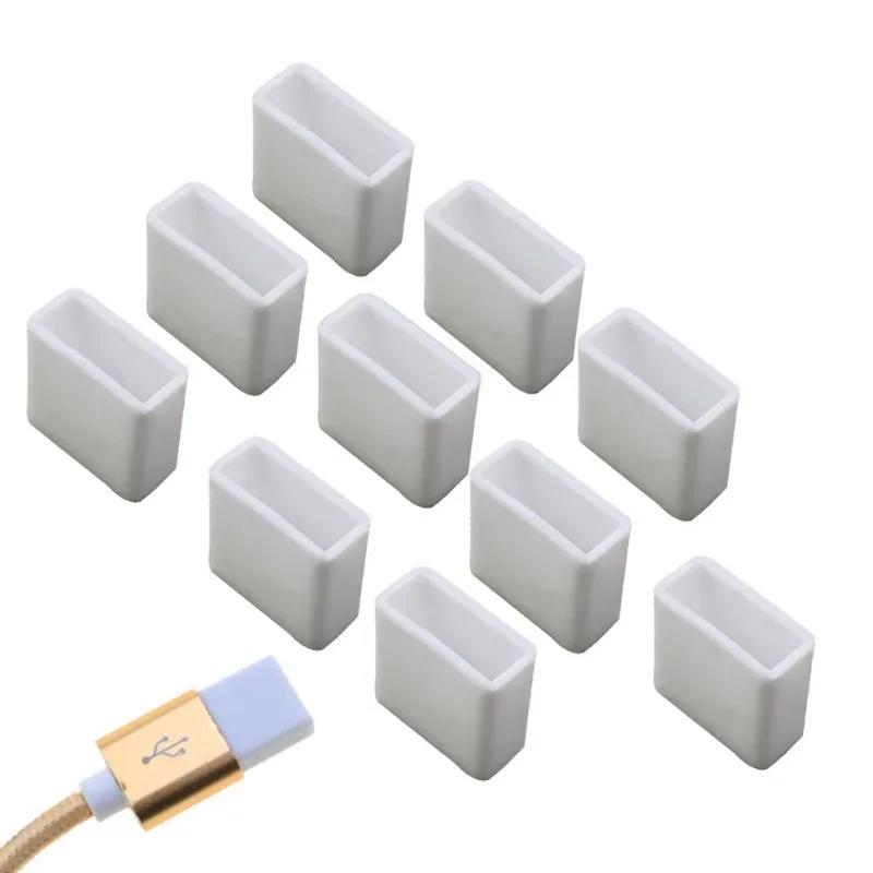 10pcs/set Transmission Data Cable USB Dust Plug Charging Wire Silicone Protective Cap USB Protector Dust Cover