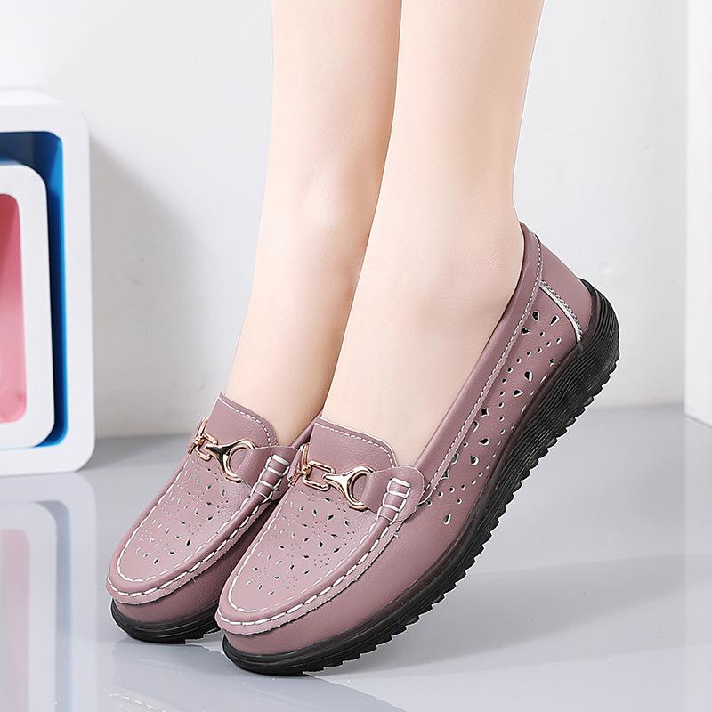 Women's Hollow Round Head Light Mouth British Style Loafers