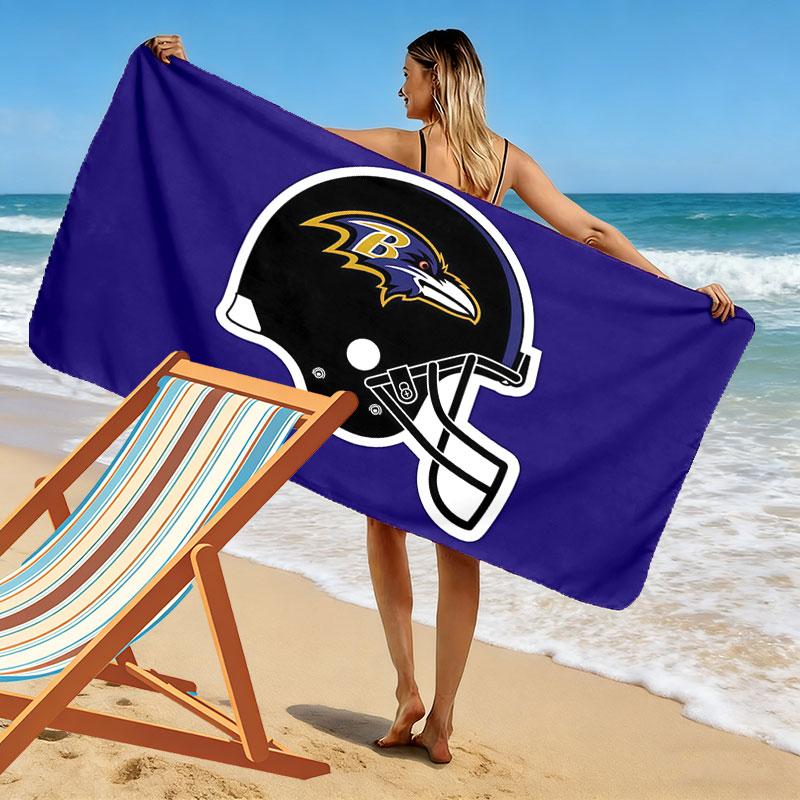 BAL Ravens Print Beach Towel, Large Soft Quick Dry Towel for Beach Camping Swimming
