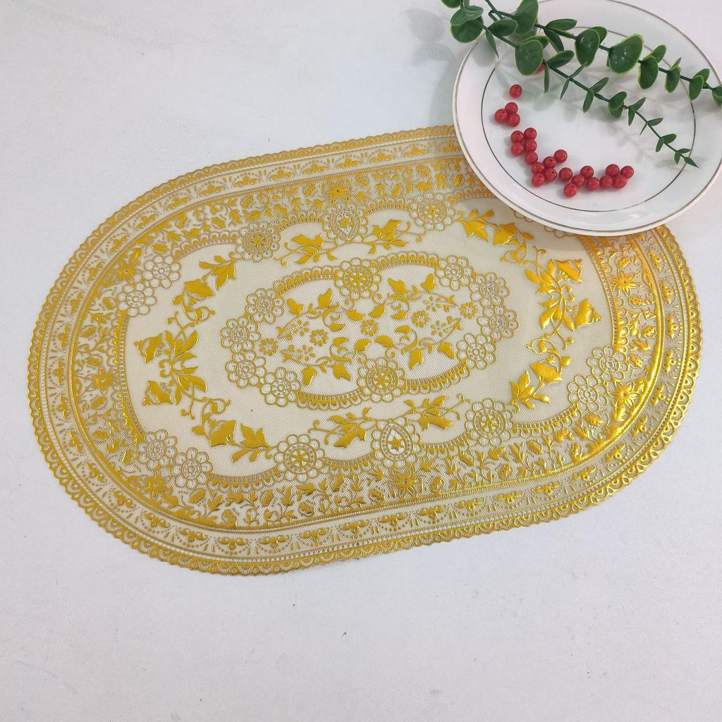 European-style household bronzing hollow placemat hotel high-end light luxury western dining mat floral thermal insulation mat
