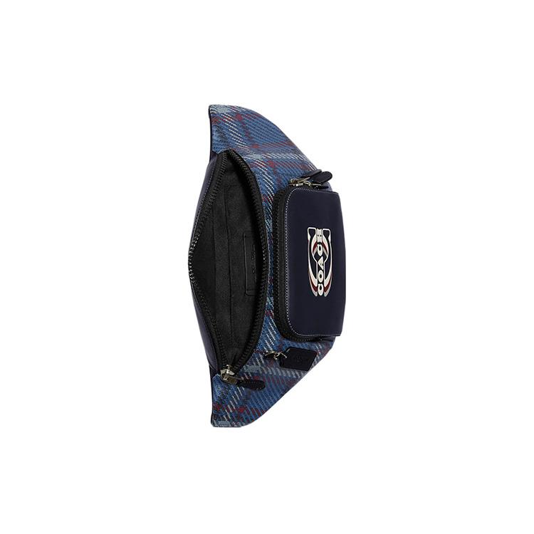 New COACH Track Canvas With Leather Fanny Pack Medium Women's Marine Blue CH109-QBNI9