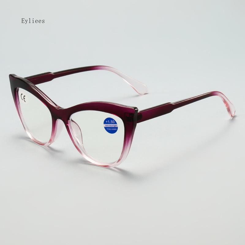 

Personalized Large Frame Presbyopia Glasses Fashion Color Blocked Cat Eye Teeth Anti Blue Light Glasses Diopter To +4.0 4